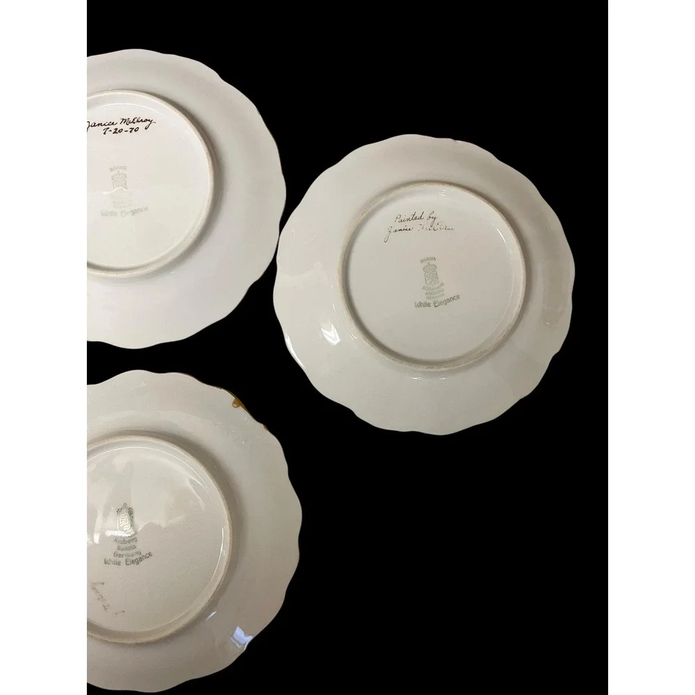 Schumann Arzberg Bavaria White Elegance Gold Monogram M Bread Plates Set of 5 - Picture 7 of 16